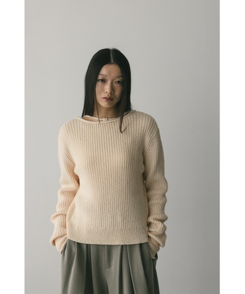 STYLEMIXER(スタイルミキサー)の「レースアップリブニットトップ(ニット/セーター・レディース・オレンジ/アイボリー/ブラック・FREE)」の8枚目の写真