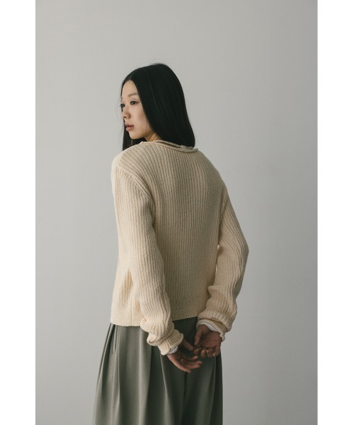 STYLEMIXER(スタイルミキサー)の「レースアップリブニットトップ(ニット/セーター・レディース・オレンジ/アイボリー/ブラック・FREE)」の13枚目の写真