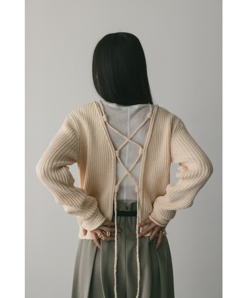 STYLEMIXER(スタイルミキサー)の「レースアップリブニットトップ(ニット/セーター・レディース・オレンジ/アイボリー/ブラック・FREE)」の15枚目の写真