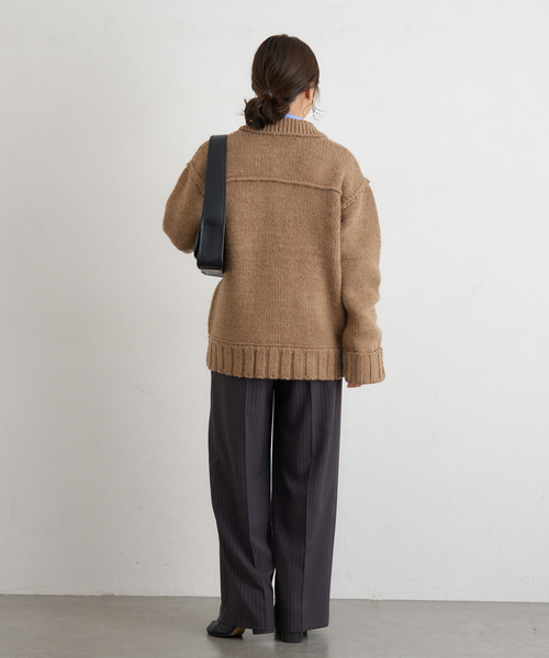 JOURNAL STANDARD（ジャーナルスタンダード）の「ローゲージニットブルゾン（カーディガン/ボレロ・レディース・ネイビー/キャメル・FREE）」の5枚目の写真