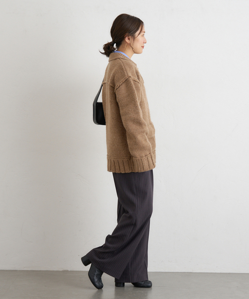 JOURNAL STANDARD（ジャーナルスタンダード）の「ローゲージニットブルゾン（カーディガン/ボレロ・レディース・ネイビー/キャメル・FREE）」の6枚目の写真