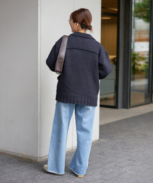 JOURNAL STANDARD（ジャーナルスタンダード）の「ローゲージニットブルゾン（カーディガン/ボレロ・レディース・ネイビー/キャメル・FREE）」の13枚目の写真