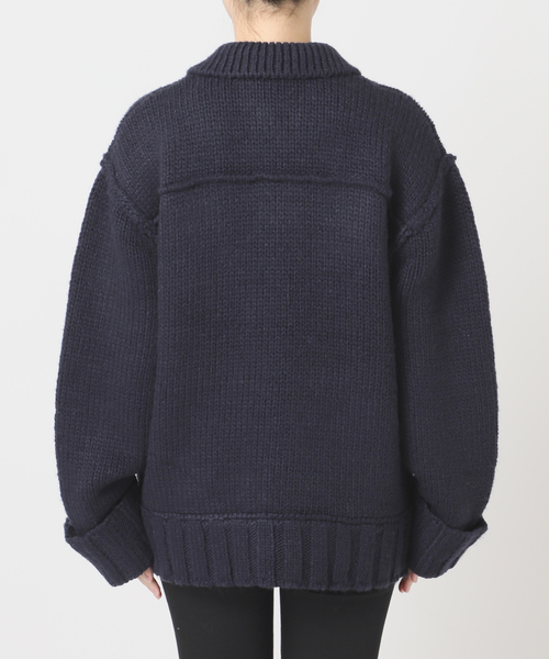 JOURNAL STANDARD（ジャーナルスタンダード）の「ローゲージニットブルゾン（カーディガン/ボレロ・レディース・ネイビー/キャメル・FREE）」の20枚目の写真