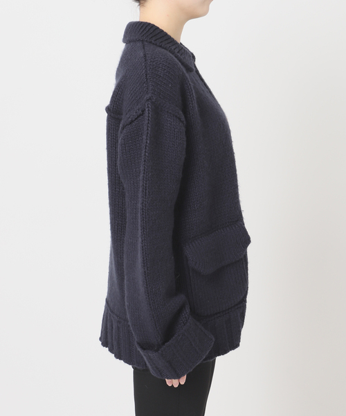 JOURNAL STANDARD（ジャーナルスタンダード）の「ローゲージニットブルゾン（カーディガン/ボレロ・レディース・ネイビー/キャメル・FREE）」の21枚目の写真