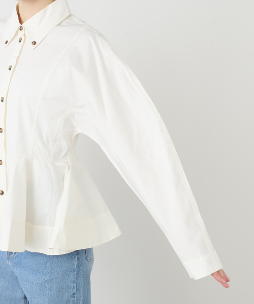 GANNI（ガニー）の「【GANNI/ガニー】Stretch Cotton Peplum Shirt：シャツ（シャツ/ブラウス・レディース・アイボリー・36）」の4枚目の写真