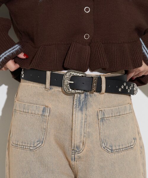 CIAOPANIC（チャオパニック）の「星形スタッズベルト（ベルト・レディース・ブラウン/ブラック・ONE SIZE）」の2枚目の写真