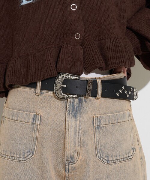 CIAOPANIC（チャオパニック）の「星形スタッズベルト（ベルト・レディース・ブラウン/ブラック・ONE SIZE）」の3枚目の写真