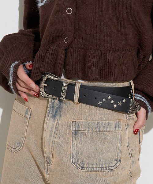 CIAOPANIC（チャオパニック）の「星形スタッズベルト（ベルト・レディース・ブラウン/ブラック・ONE SIZE）」の4枚目の写真