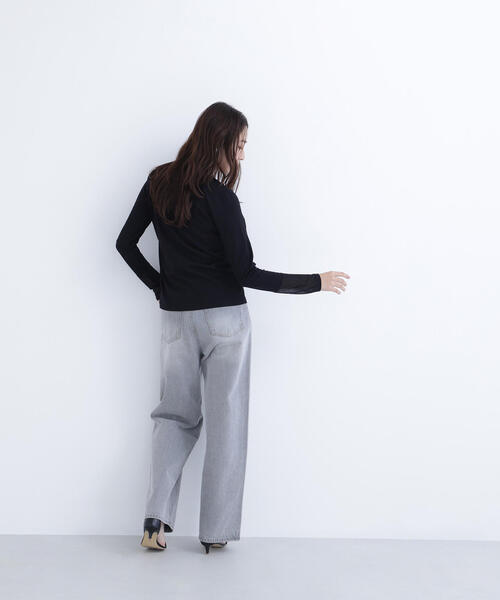 NATURAL BEAUTY BASIC（ナチュラルビューティーベーシック）の「◇シアーカフスカットソー（Tシャツ/カットソー・レディース・オフホワイト/グリーン系その他3/ブラック・FREE）」の10枚目の写真