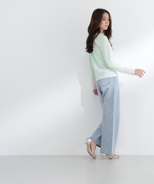 NATURAL BEAUTY BASIC（ナチュラルビューティーベーシック）の「◇シアーカフスカットソー（Tシャツ/カットソー・レディース・オフホワイト/グリーン系その他3/ブラック・FREE）」の21枚目の写真