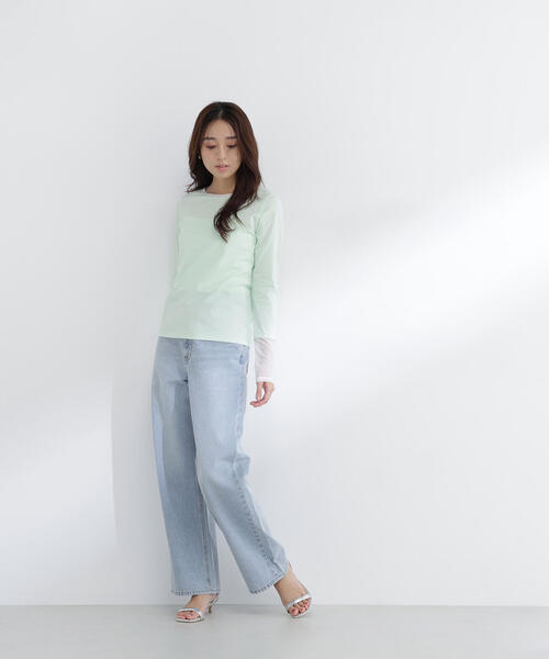 NATURAL BEAUTY BASIC（ナチュラルビューティーベーシック）の「◇シアーカフスカットソー（Tシャツ/カットソー・レディース・オフホワイト/グリーン系その他3/ブラック・FREE）」の19枚目の写真