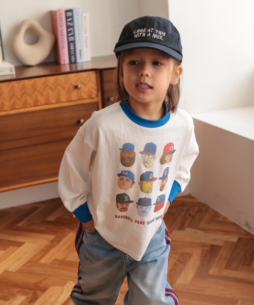 Ocean&Ground（オーシャン&グラウンド）の「BASEBALL PLAYERﾌﾟﾘﾝﾄﾛﾝT【ONLINE EXCLUSIVE】（Tシャツ/カットソー・キッズ・オフホワイト/ブラック/イエロー・80/90/100/110/120/130/140）」の7枚目の写真