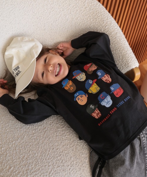 Ocean&Ground（オーシャン&グラウンド）の「BASEBALL PLAYERﾌﾟﾘﾝﾄﾛﾝT【ONLINE EXCLUSIVE】（Tシャツ/カットソー・キッズ・オフホワイト/ブラック/イエロー・80/90/100/110/120/130/140）」の14枚目の写真