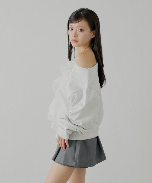 Chico（チコ）の「【SALON by Chico】ランダムチュールデザインオフショルスウェット（Tシャツ/カットソー・レディース・オートミール/ミント/ネイビー・FREE）」の8枚目の写真