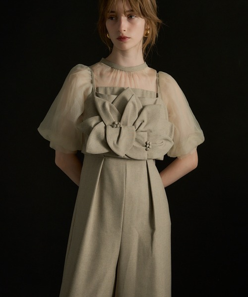 LE'RURE(リルアー)の「Flower bustier set combinaison(パンツドレス・レディース・ベージュ/グレー/ブラック・M-Long/MEDIUM/SMALL)」の3枚目の写真