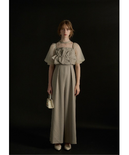 LE'RURE(リルアー)の「Flower bustier set combinaison(パンツドレス・レディース・ベージュ/グレー/ブラック・M-Long/MEDIUM/SMALL)」の4枚目の写真