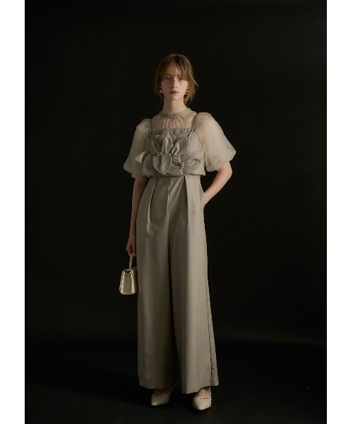 LE'RURE(リルアー)の「Flower bustier set combinaison(パンツドレス・レディース・ベージュ/グレー/ブラック・M-Long/MEDIUM/SMALL)」の7枚目の写真