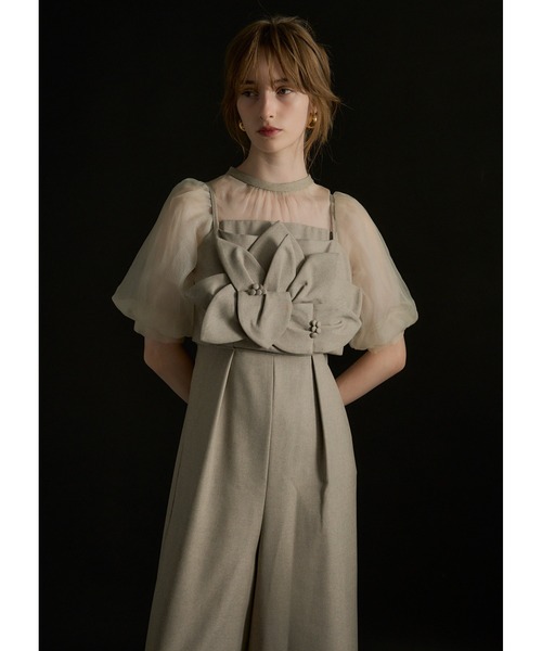 LE'RURE(リルアー)の「Flower bustier set combinaison(パンツドレス・レディース・ベージュ/グレー/ブラック・M-Long/MEDIUM/SMALL)」の8枚目の写真