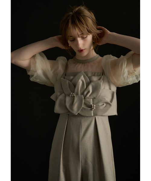 LE'RURE(リルアー)の「Flower bustier set combinaison(パンツドレス・レディース・ベージュ/グレー/ブラック・M-Long/MEDIUM/SMALL)」の10枚目の写真