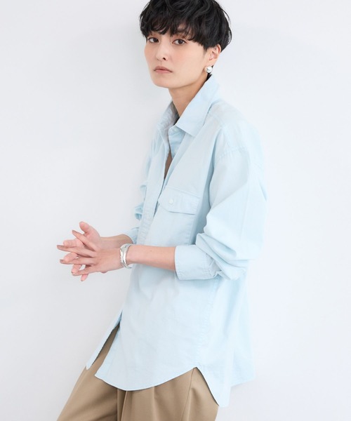 BARNYARDSTORM（バンヤードストーム）の「BARNYARDSTORM / ガーメントダイＷポケットシャツ / ハンドウォッシャブル（シャツ/ブラウス・レディース・ベージュ/ブルー・FREE）」の9枚目の写真