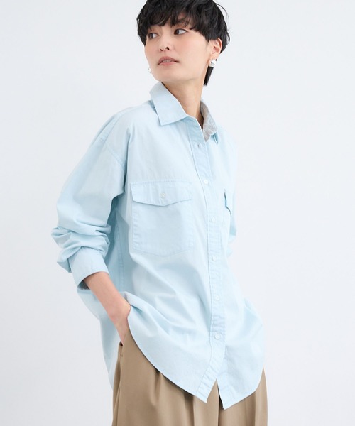 BARNYARDSTORM（バンヤードストーム）の「BARNYARDSTORM / ガーメントダイＷポケットシャツ / ハンドウォッシャブル（シャツ/ブラウス・レディース・ベージュ/ブルー・FREE）」の10枚目の写真