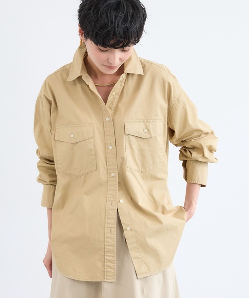 BARNYARDSTORM（バンヤードストーム）の「BARNYARDSTORM / ガーメントダイＷポケットシャツ / ハンドウォッシャブル（シャツ/ブラウス・レディース・ベージュ/ブルー・FREE）」の12枚目の写真