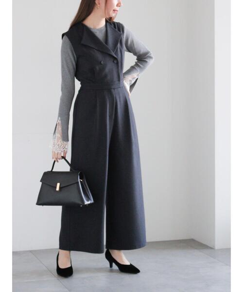 Te chichi（テチチ）の「ツイーディーダブルコンビネゾン（サロペット/オーバーオール・レディース・チャコールグレー/ブラウン・F）」の16枚目の写真