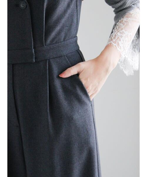 Te chichi（テチチ）の「ツイーディーダブルコンビネゾン（サロペット/オーバーオール・レディース・チャコールグレー/ブラウン・F）」の9枚目の写真