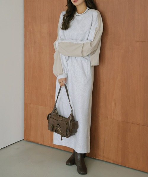 セール】バイカラー プルオーバー＆ロングスカート セットアップ