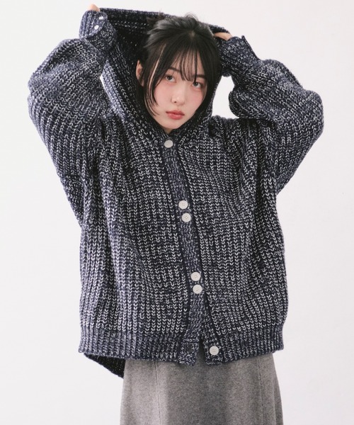 セール】glitter mix hood knit / グリッターミックスフードニット