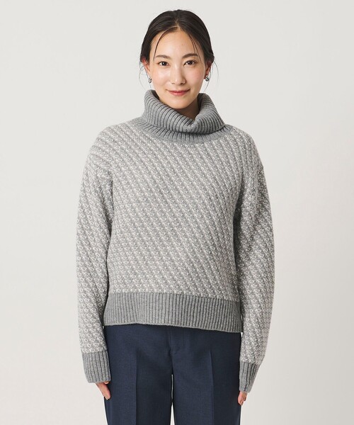 A DAY IN THE LIFE UNITED ARROWS(アデイインザライフユナイテッドアローズ)の「ラメ バイアスジャガード オフタートルニット グレー <A DAY IN THE LIFE>(ニット/セーター・レディース・グレー系・FREE)」の4枚目の写真