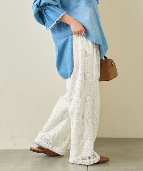 CIAOPANIC TYPY（チャオパニックティピー）の「ボタニカルワイドイージーレースパンツ（その他パンツ・レディース・ホワイト/ブラック・LARGE/MEDIUM/SMALL）」の4枚目の写真