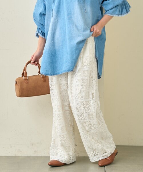 CIAOPANIC TYPY（チャオパニックティピー）の「ボタニカルワイドイージーレースパンツ（その他パンツ・レディース・ホワイト/ブラック・LARGE/MEDIUM/SMALL）」の5枚目の写真