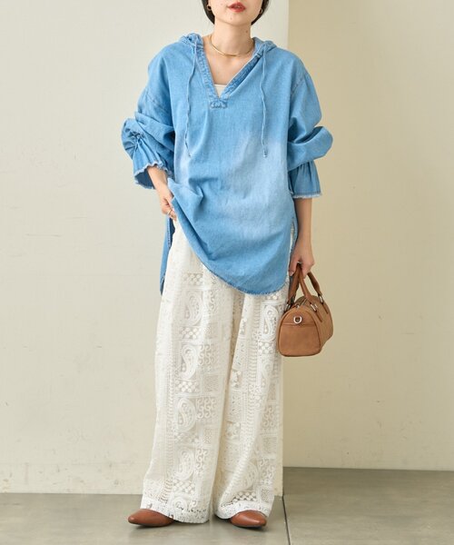 CIAOPANIC TYPY（チャオパニックティピー）の「ボタニカルワイドイージーレースパンツ（その他パンツ・レディース・ホワイト/ブラック・LARGE/MEDIUM/SMALL）」の6枚目の写真