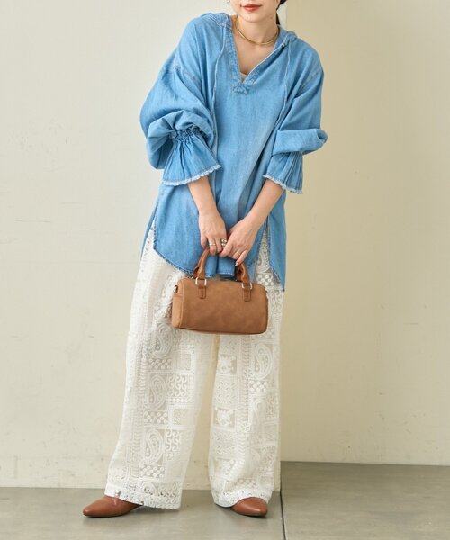 CIAOPANIC TYPY（チャオパニックティピー）の「ボタニカルワイドイージーレースパンツ（その他パンツ・レディース・ホワイト/ブラック・LARGE/MEDIUM/SMALL）」の9枚目の写真