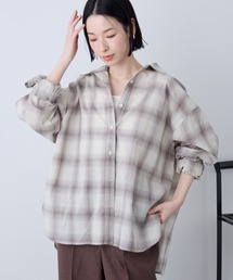 Aunely（オーネリー）の「【Aunely】洗練シアー チェックシャツ   マシンウォッシャブル<YOSOOIシリーズ>（シャツ/ブラウス）」