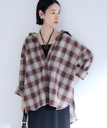 Aunely（オーネリー）の「【Aunely】洗練シアー チェックシャツ   マシンウォッシャブル<YOSOOIシリーズ>（シャツ/ブラウス）」