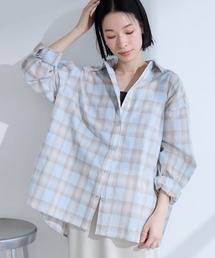 Aunely（オーネリー）の「【Aunely】洗練シアー チェックシャツ   マシンウォッシャブル<YOSOOIシリーズ>（シャツ/ブラウス）」