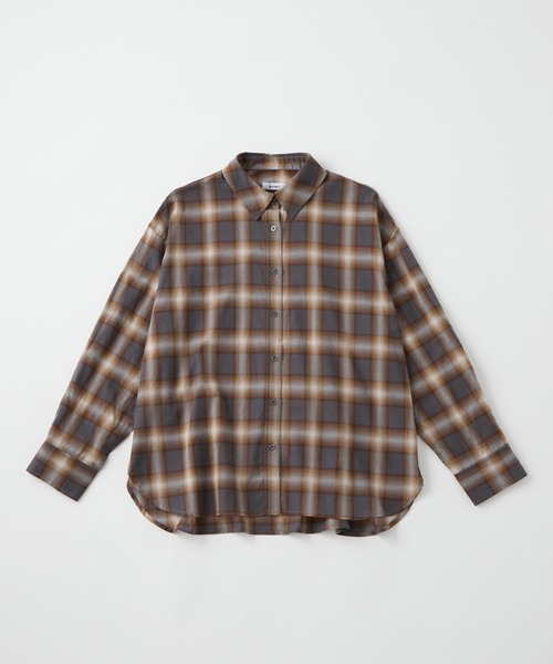 Aunely（オーネリー）の「【Aunely】洗練シアー チェックシャツ / マシンウォッシャブル＜YOSOOIシリーズ＞（シャツ/ブラウス・レディース・ブラウン/ベージュ/ネイビー/アイボリー/ブラック/ライトブルー・M/L）」の7枚目の写真