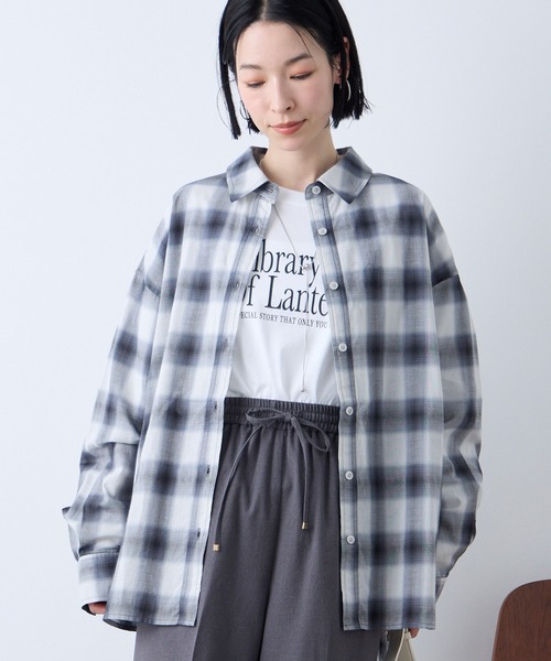 Aunely（オーネリー）の「【Aunely】洗練シアー チェックシャツ / マシンウォッシャブル＜YOSOOIシリーズ＞（シャツ/ブラウス・レディース・ブラウン/ベージュ/ネイビー/アイボリー/ブラック/ライトブルー・M/L）」の17枚目の写真