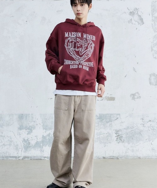 ALAND(エーランド)の「MAISON MINED/DOODLEハートフーディー(パーカー・メンズ・グレー/ボルドー/ネイビー・LARGE/MEDIUM)」の6枚目の写真