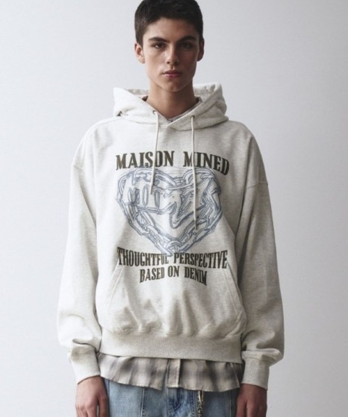 ALAND(エーランド)の「MAISON MINED/DOODLEハートフーディー(パーカー・メンズ・グレー/ボルドー/ネイビー・LARGE/MEDIUM)」の12枚目の写真