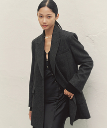 MAKE A TOAST（メイクアトースト）の「ベルト付きヘリンボーンウールジャケット ブラック MBDFJK004BK（テーラードジャケット）」