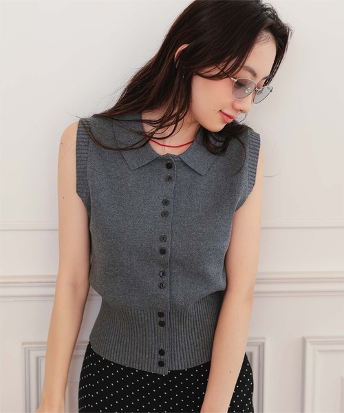 miette(ミエット)の「ダブルボタン襟付きノースリーブニット(ニット/セーター・レディース・チャコール/ブラック/アイボリー・M/S/L)」の18枚目の写真