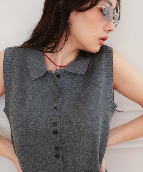 miette(ミエット)の「ダブルボタン襟付きノースリーブニット(ニット/セーター・レディース・チャコール/ブラック/アイボリー・M/S/L)」の21枚目の写真