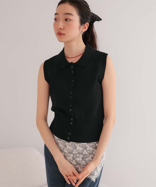 miette(ミエット)の「ダブルボタン襟付きノースリーブニット(ニット/セーター・レディース・チャコール/ブラック/アイボリー・M/S/L)」の11枚目の写真