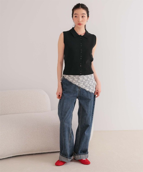 miette(ミエット)の「ダブルボタン襟付きノースリーブニット(ニット/セーター・レディース・チャコール/ブラック/アイボリー・M/S/L)」の12枚目の写真
