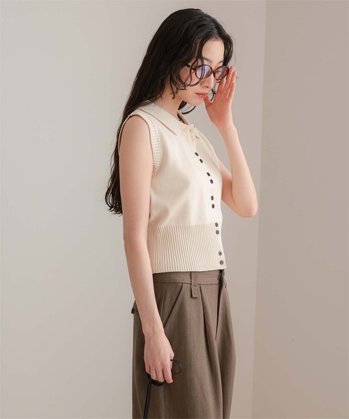 miette(ミエット)の「ダブルボタン襟付きノースリーブニット(ニット/セーター・レディース・チャコール/ブラック/アイボリー・M/S/L)」の10枚目の写真