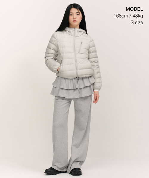 MUSINSA STANDARD WOMAN（ムシンサスタンダードウーマン）の「ウィメンズティアードスカートレイヤードスウェットパンツ[ミディアムグレー]（スウェットパンツ・レディース・その他・SMALL/MEDIUM/LARGE/X-SMALL）」の5枚目の写真