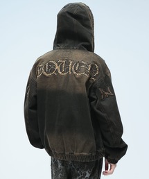 SEQUENZ（シークエンズ）の「SEQUENZ (シークエンズ) ロゴアップリケ フード付き フルジップ デニムジャケット ウォッシュ加工（ブルゾン）」